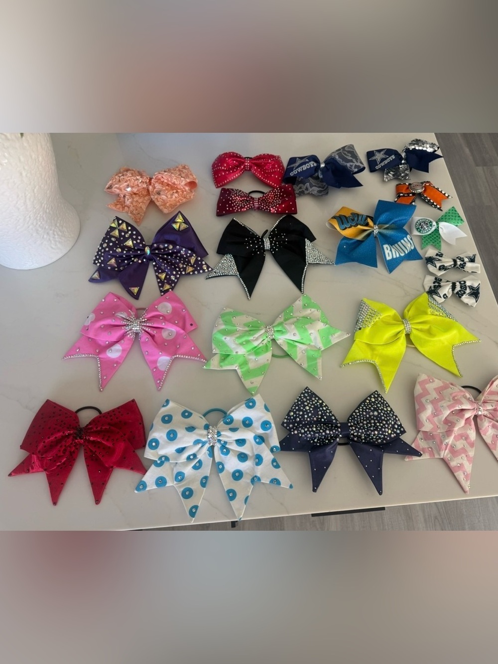 Assorted Kids Cheer Bow Hair Clip - Neon Green